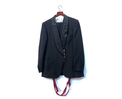 Gieves &amp; Hawkes, Saville Row, dinner jacket with waist coat and trousers, wool mohair blend with shawl collar, single but