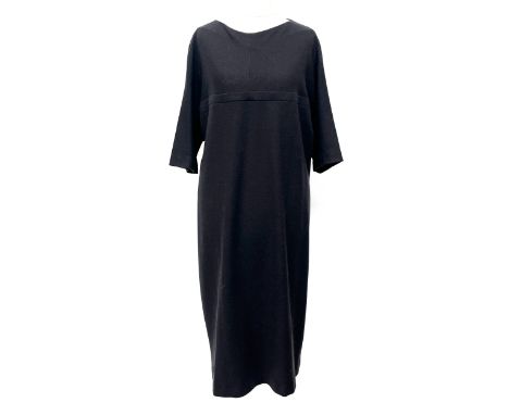 A Nicole Farhi grey wool midi-length dress, with high empire waist and back button closures, size 14