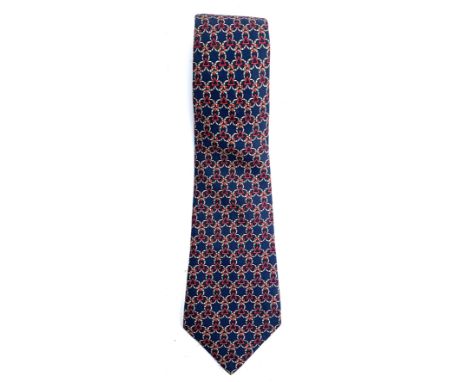 An Hermes silk mens tie in geometric print