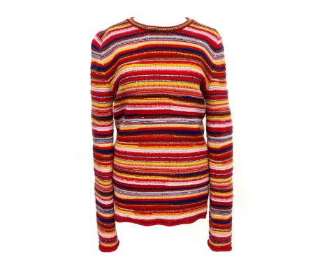 A multicolour striped Chloé knitted jumper, 93% cashmere with wool and alpaca wool, stripes with different textures, stitches