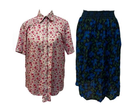 Six Liberty pieces, to include women's cotton floral print shirt and five Liberty print skirts in cotton and wool, in an asso
