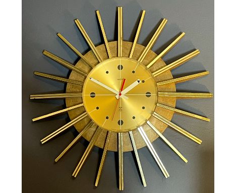 &nbsp;MID CENTURY SMITHS BAKELITE SUNBURST CLOCK
A very fashionable and increasingly harder to find, Mid Century Smiths Sunbu