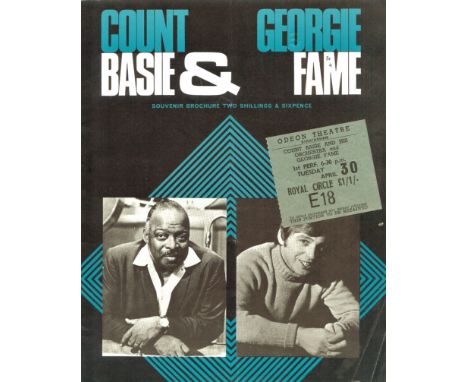 MUSIC - JAZZ COUNT BASIE &amp; GEORGIE FAME VINTAGE CONCERT PROGRAMME &amp; TICKET
Corner crease and fold, otherwise good. Ti