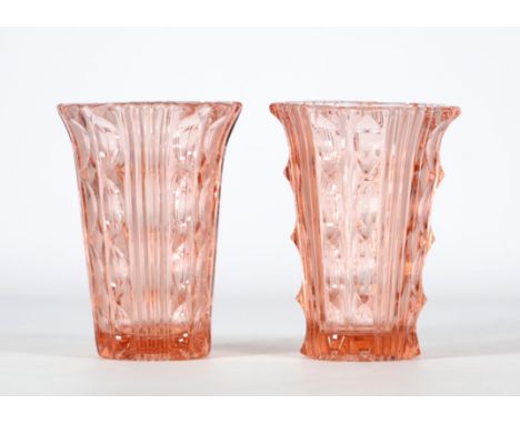 Val Saint Lambert Luxval pair of Art Deco vases - Weight: 1.67 kg - Shipping available - Region: Belgique - Sizes: H 180 mm x