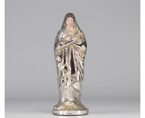 Virgin in eglomised glass from the 19th century - Weight: 690 g - Shipping unavailable - Region: Europe - Sizes: h 290 mm l 1