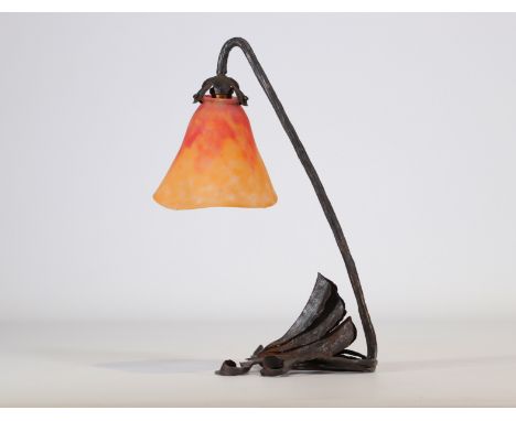 Daum Nancy wrought-iron bobeche lamp - Weight: 1.50 kg - Shipping unavailable - Region: France - Sizes: H 420 mm x L 300 mm -