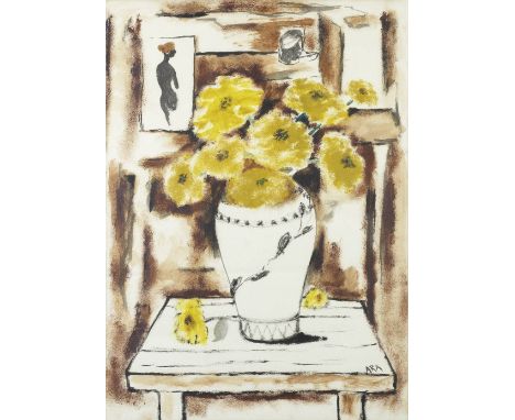 Krishna Hawlaji Ara (1914-1985)Untitled (Still life) signed 'Ara' lower rightgouache on paper, framed75.7 x 55cm (29 13/16 x 
