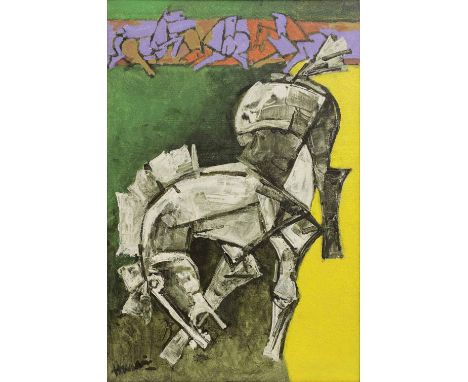 Maqbool Fida Husain (1915-2011)Untitled (Horse) signed 'Husain' lower leftoil on canvas, framed90.7 x 60.2cm (35 11/16 x 23 1