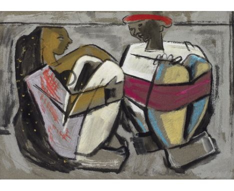 Krishna Shamrao Kulkarni (1916-1994)Untitled (Two Figures) signed 'KS Kulkarni' lower rightgouache on paper, framed37.5 x 51.