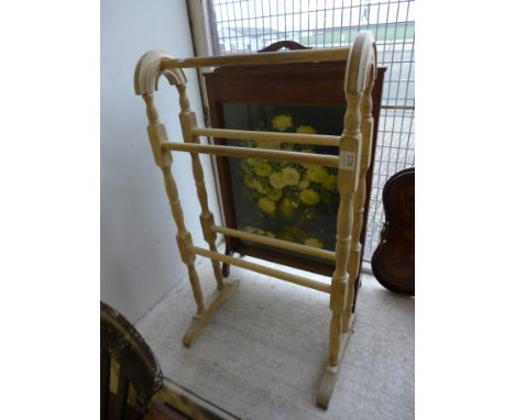 A beech towel rail and oak fire screen