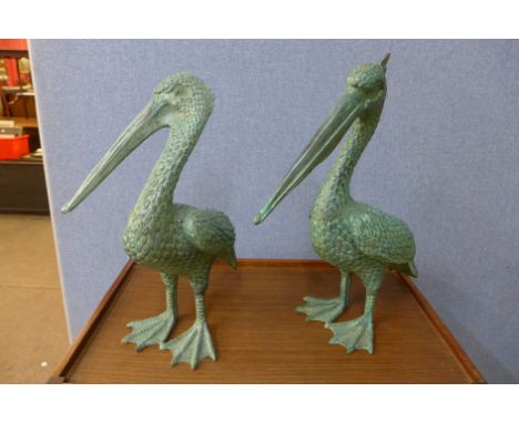 A pair of Chinese bronze pelicans