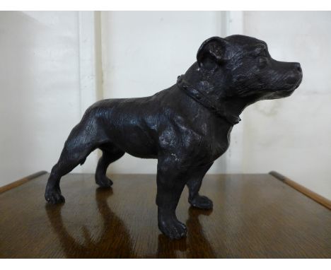 A bronze Staffordshire bull terrier