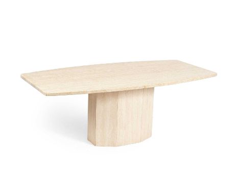 A 20th Century travertine dining table in the manner of Willy Rizzo, 200cm long, 100cm deep, 74cm highProvenance: Dunkirk Man