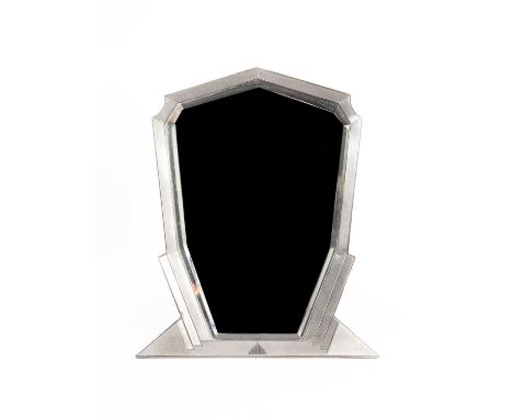 An Art Deco silver framed mirror, Birmingham 1934, of stylised design, 28cm wide x 32.5cm highThere are some pale spots of fo