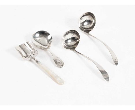 A pair of Scottish silver sauce ladles, Alexander Spence, Edinburgh, circa 1790, with Celtic points to the terminals, initial