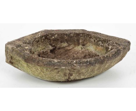 A marble corner basin of bowfronted form, 54cm wideProvenance: Dunkirk Manor