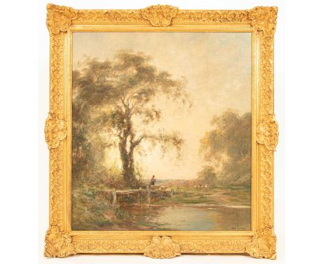 Louis Henri Foreau (1866-1938)Rural Landscapewith stream and figures to foregroundsigned lower rightoil on canvas84cm x 77cm 