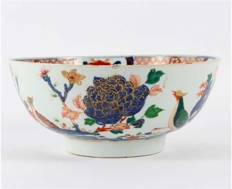 A Chinese late 18th Century punch bowl, 26.5cm diameterProvennace:- Dunkirk ManorThere is a stained hairline crack from the r