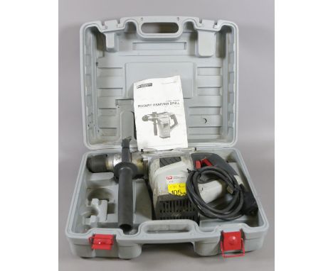 A cased performance power 1050 watt two gear rotary hammer drill.