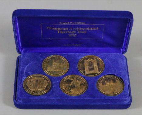 A Limited Edition cased set of five coins European Architectural Heritage Year 1975.