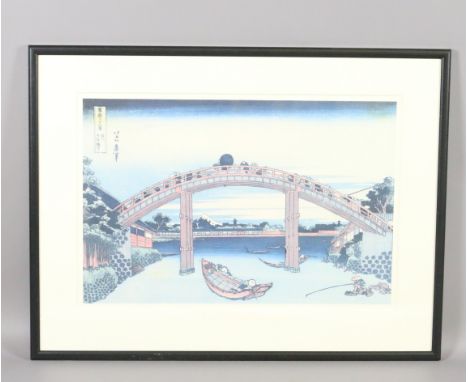 A Japanese print study of a bridge.