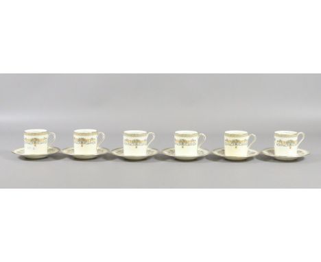 A set of six Aynsley coffee cans and saucers decorated in the Henley design.