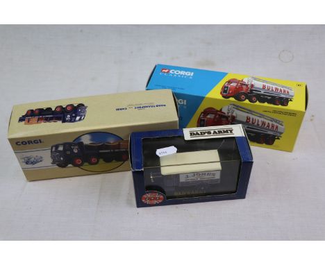 Three boxed diecast vehicles to include Dad's Army J. Jones truck, Corgi Classics Bulwark and Corgi Classic Road Transport (3