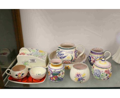 Collection of vintage Poole Pottery to include a Cheese dish, Cream jugs etc