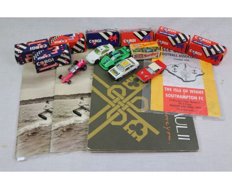 Collectables comprising boxed Corgi diecast vehicles, two Cowes 1997 World Championship programmes, John Paul II Galway 1979 