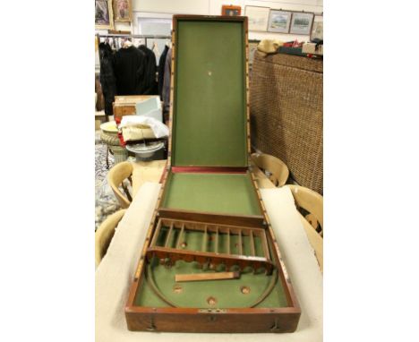 Large 19th century Mahogany Cased Bagatelle Type Game with Fittings