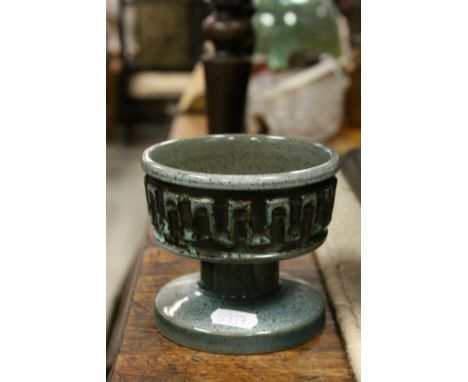 Guy Sydenham for Poole Pottery pedestal bowl, stylised Greek Key design in relief (af) 