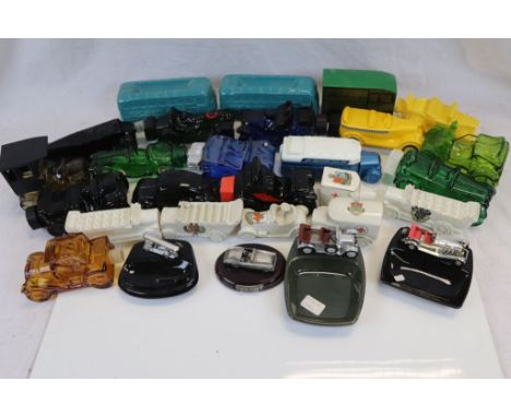 Quantity of Avon Novelty Aftershave Bottles in the form of Cars and Vehicles together with Ceramic Ashtrays with Attached Met