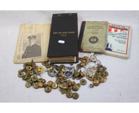 A Small Collection Of Militaria To Include : A World War Two Seaman's Pocket Book Dated 1943, A Guide To Naval Signals, World