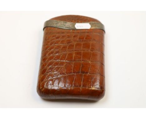Early George V crocodile leather and silver cigar case, makers Army and Navy Cooperative Society Ltd, London 1915, length app