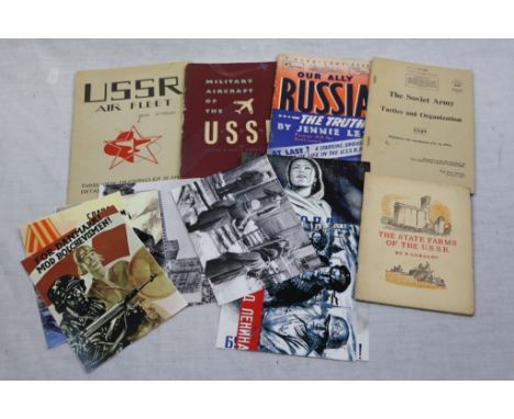 A Small Collection Of Russian Military Ephemera To Include : USSR Air Fleet Fold Out Poster, Military Aircraft Of The USSR Bo