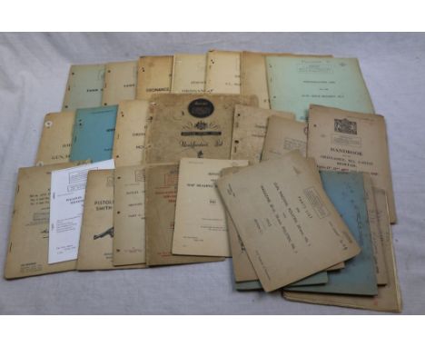 A Collection Of World War Two Era & Post WW2 Military Training Manuals & Lists To Include : Identification List Austen 9mm Su