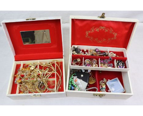 Two Jewellery Boxes with Mixed Costume Jewellery