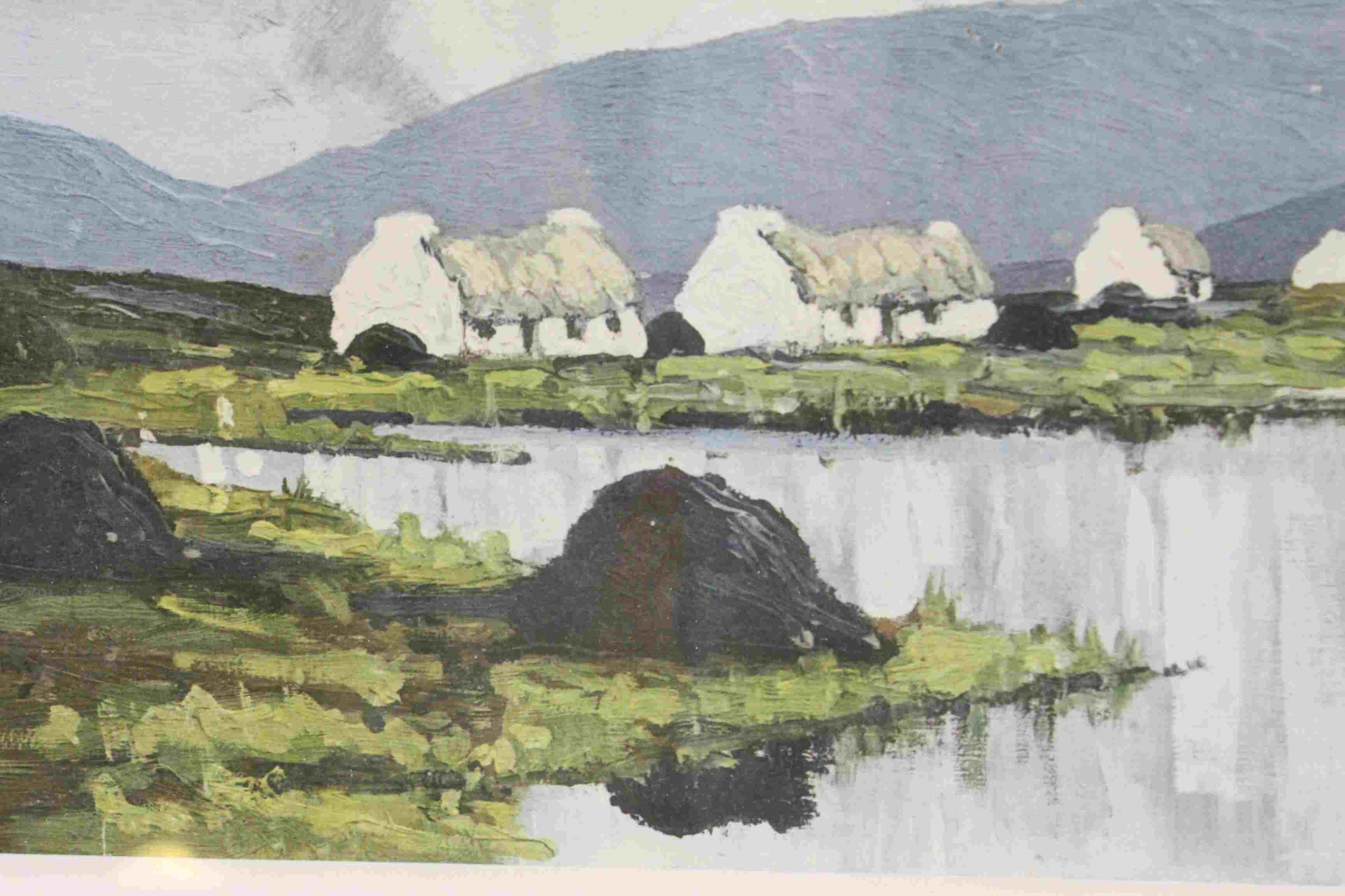 Paul Henry, Signed Print of Irish Rural Scene with Cottages signed in