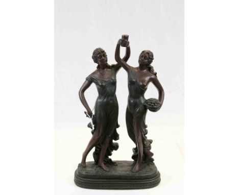 Resin Table Lamp in the form of Two Classical Maidens