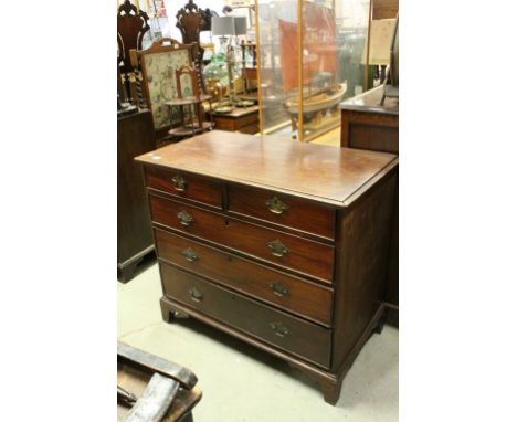 Georgian Mahogany Chest of Two over Three Drawers, oak lined drawers with swan neck handles, raised on bracket feet