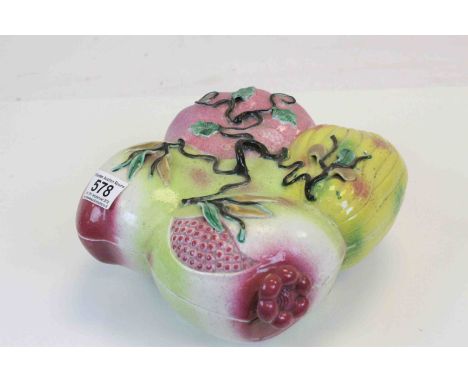 Oriental Majolica ceramic covered Dish in the form of Fruit