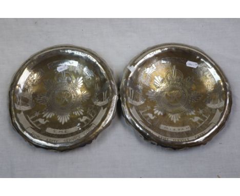 Two Trench Art Dishes Decorated With The Royal Army Service Corps Badge And Both Engraved Tripoli 1949.