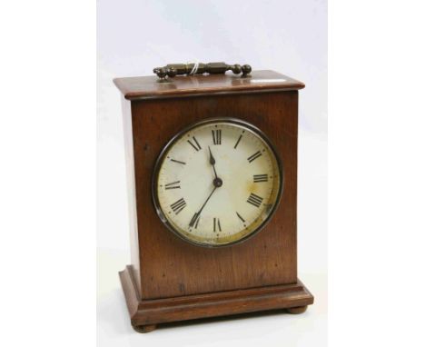 Wooden cased Key wind Mantle clock with enamel dial