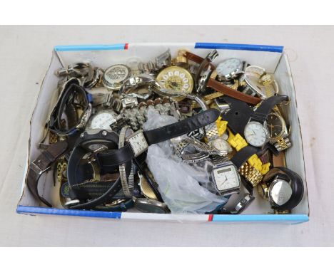 Tray of Vintage Watches etc, mainly Quartz examples to include Slazenger, Casio, Sekonda, etc
