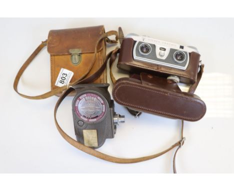Leather Cased Bell & Howell-Gaumont Sportster Camera and Leather Cased Wray Stereo Graphic Camera, both with instructions