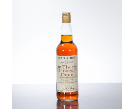 BLAIR ATHOL 15 YEAR OLD MANAGER'S DRAM 
Single Highland Scotch Whisky bottled December 1996. 70 cl, 59.4% volume. 