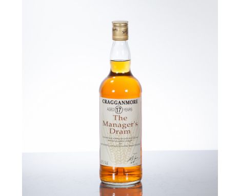 CRAGGANMORE 17 YEAR OLD MANAGER'S DRAM 1992
Single Highland Scotch Whisky bottled 25 November 1992. 750 ml, 62% volume.