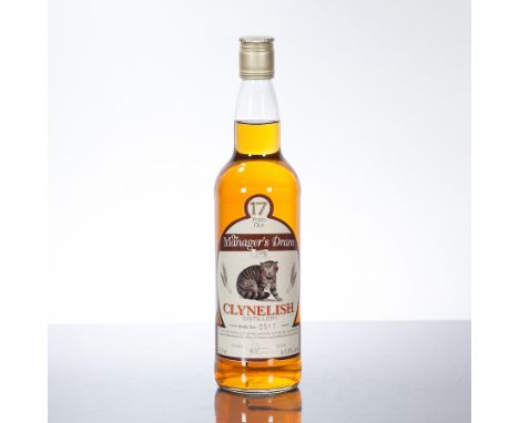 CLYNELISH 17 YEAR OLD MANAGER'S DRAM 1998
Single Highland Scotch Whisky bottled 23 November 1998. Bottle no. 0511. 70 cl, 61.
