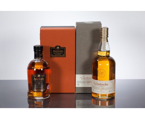 GLENKINCHIE 10 YEAR OLD
Single Lowland Scotch Whisky in box. 1 L, 43% volume.
ABERFELDY 21 YEAR OLD
Single Highland Scotch Wh