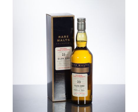 GLEN ORD 23 YEAR OLD RARE MALTS 1974
Single Highland Scotch Whisky bottled October 1998. Bottle no. 2308. In box. 70 cl, 60.8